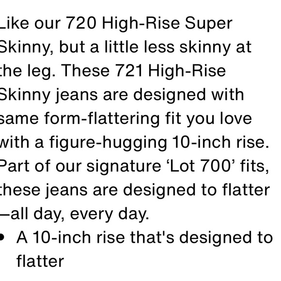 Levis 721 Highrise Skinny Jeans NWOT. Size 27. Retails for $67. - Picture 13 of 14